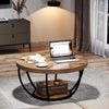 Tribesigns Round Coffee Table, 2-Tier Cocktail Table with Storage Shelves