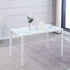 4x White Faux Leather Dining Chairs Golden Legs&White Marble Glass Dining Table