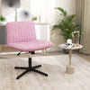 Mid Back Swivel Task Chair Bedroom Adjustable Criss Cross Legged Chair-Pink