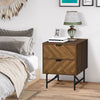 Two-Drawer Herringbone Bedside Table Home Cabinet Bedroom Storage Brown