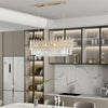 Luxury Clear K9 Crystal Chandelier Light Formal Rectangular Pendant Light Dining