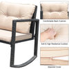 3 Pcs Outdoor Rocking Bistro Set PE Rattan Rocking Chair Set w/Cushion