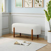 Upholstered Sherpa Long Bench End Of Bed Stool Side Chair Seat with Wood Legs