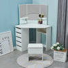 Dressing Table White Corner Desk Makeup Vanity Table Drawers Stool Dresser Room