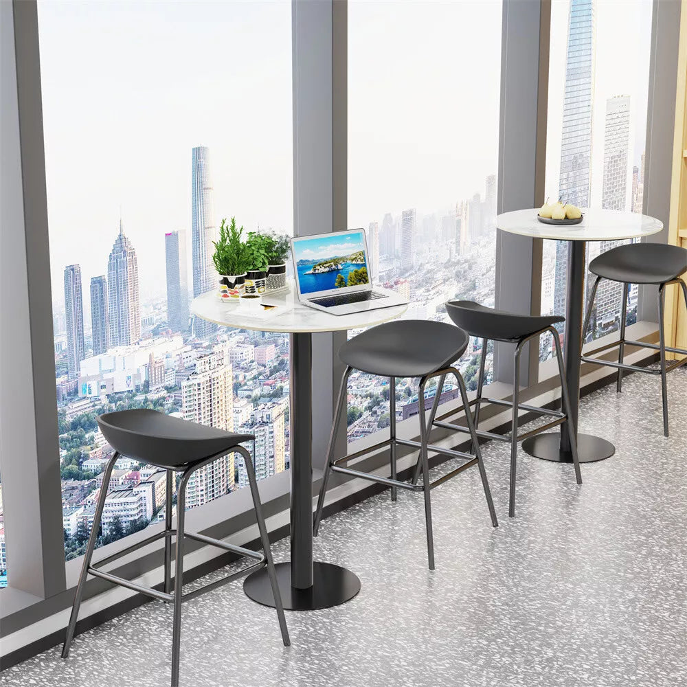 Heavy Duty Round Marble Bar Table Counter Pub Pedestal Poke Side Accent Table UK