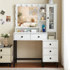 Dressing Table Set with 3 Colours LED Lights Mirror Vanity Makeup Desk 5 Drawer