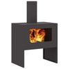 Fire Pit with Chimney Black 60x40x96 cm Steel