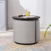 Round Sofa Side Tea Table & Linen Ottoman Footstool Under Desk Chair Living Room