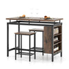 Industrial Bar Table and Stools Tall Rustic Kitchen Vintage Breakfast Dining Set