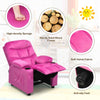 Larger Kids Recliner Chair Adjustable Velvet Fabric Lounge Sofa Recliner-Pink