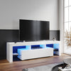 Modern White High Gloss TV Unit Cabinet Stand With Storage Drawers RGB LED Light