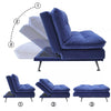 3 Seater Sofa Bed Blue Velvet Recliner Sofabed Click Clack Metal Leg Tufted Back