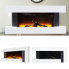 Electric Fireplace Fire Flame Heater Modern White Mantelpiece 37-52'' L H Shape