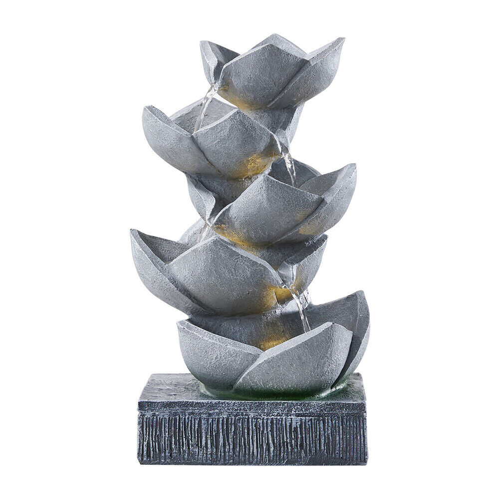 Solar Powered Garden Water Feature Outdoor Solar Fountain Cascading Waterfall