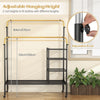 Rolling Clothes Drying Rack Double Rods Garment Rack w/ Adjustable Hanging Bars