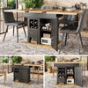 Extendable Dining Table with Wooden Effect Worktop Storage Cabinet Kitchen Table
