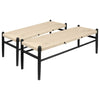 2x Wooden Wishbone Dining Benches Black/Natural Long Solid Wood Kitchen Seat