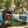 3-Tier Outdoor Garden Pizza Oven w/ Chimney Freestanding Charcoal BBQ Grill