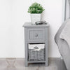 Bedside Table Unit Cabinet Pair Grey Bedroom Nightstand Wicker Storage Wooden