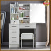 Dressing Table Mirror with 10 LED Lights Drawers Vanity Makeup Desk Stool Set