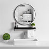 Dia.50cm Round Mirror Bathroom Bedroom Wall Hung Makeup Unit Black Metal Frame