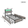 SINGLE BED FRAME WITH LED LIGHTS, 4 DRAWERS, CHARGING STATION METAL PLATFORM BED