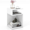 S-Shaped Side Table Modern Sofa End Table Nightstand with 2 Open Compartments