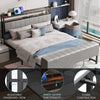 LUXURY GREY FABRIC LED Double Bed Frame with Charging Station 140x 200cm