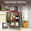 Coffee Cart Shelf Organizer Kitchen Rolling Cart-Dark Brown