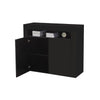 2 Doors Black Sideboard Cabinet High Gloss Cupboard Storage Furniture With LED