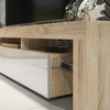 200cm I Modern TV Unit I Cabinet with Storage I Oak I High Gloss White Doors