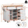 Rolling Kitchen Island Storage Trolley with Wood Effect Top & 5 Drawers White