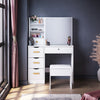 Dressing Table Makeup Desk with LED Light Mirror Drawer Stool Bedroom Vanity Set