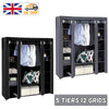 LARGE FABRIC CANVAS WARDROBE WITH HANGING SHELVING CLOTHES STORAGE CLOSET