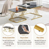Set of 2 Fuax Marble Nesting Coffee Table Square Side End Tables with Metal Legs