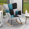 Black-Grey-Blue Patchwork Fabric Armchair Wing Back Rocking Chair Lazy Sofa Seat