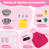 Large Kitchen Playset for Boys Girls Pretend Play Chef Toys Set Pink