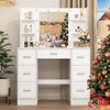 Dressing Table with LED Lights Mirror 7 Drawers Vanity Make up Desk Dresser Set