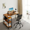 L-Shaped Computer Desk Study Writing With Fabric Pocket Hook Home Storage Shelf