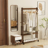 Bamboo Clothes Rail Garment Dress Hanging Hook Display Stand Shoe Rack on Wheels