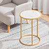 Slim Sofa Bed Snack Side End Small Couch Table Golden Legs Marble Effect Top