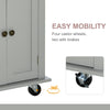 Rolling Kitchen Island Cart with Rubber Wood Top, Spices Grey