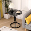 Modern 50cm Round Coffee Table with Pedestal Base Sofa Side Tea End Tables Black