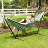Cotton Hammock with Steel Stand 2 Person Swing Chair Bed Outdoor Garden Camping