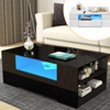 High Gloss Coffee Table With Storage 2 Drawer Wooden Living Room RGB LED Lights