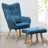 Modern Wing Back Armchair Lounge Chair Single Sofa With Footstool & Waist Pillow