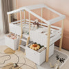 Wooden House Bed with Storage Drawers for Kids 3 FT Single Tree House Canopy Bed