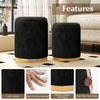 Velvet Storage Ottoman Set of 2 Modern Round Ottoman with Storage Black