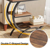 C Shaped End Table, 3 Tier Industrial Small Side Table Wood Bedside Table