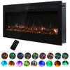 LED Fire Wall Mounted Electric Fireplace 70"inch Wall Insert Glass Logs Heater